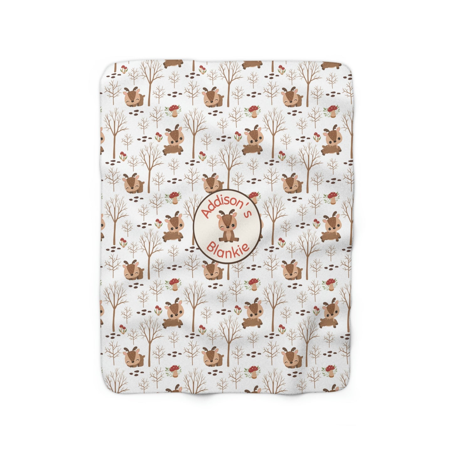 Woodland Deer Personalized Super Soft Sherpa Fleece Blanket