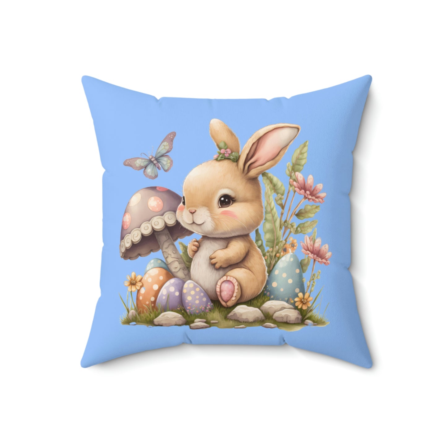 Easter Bunny Personalized Double Sided Faux Suede Square Pillow