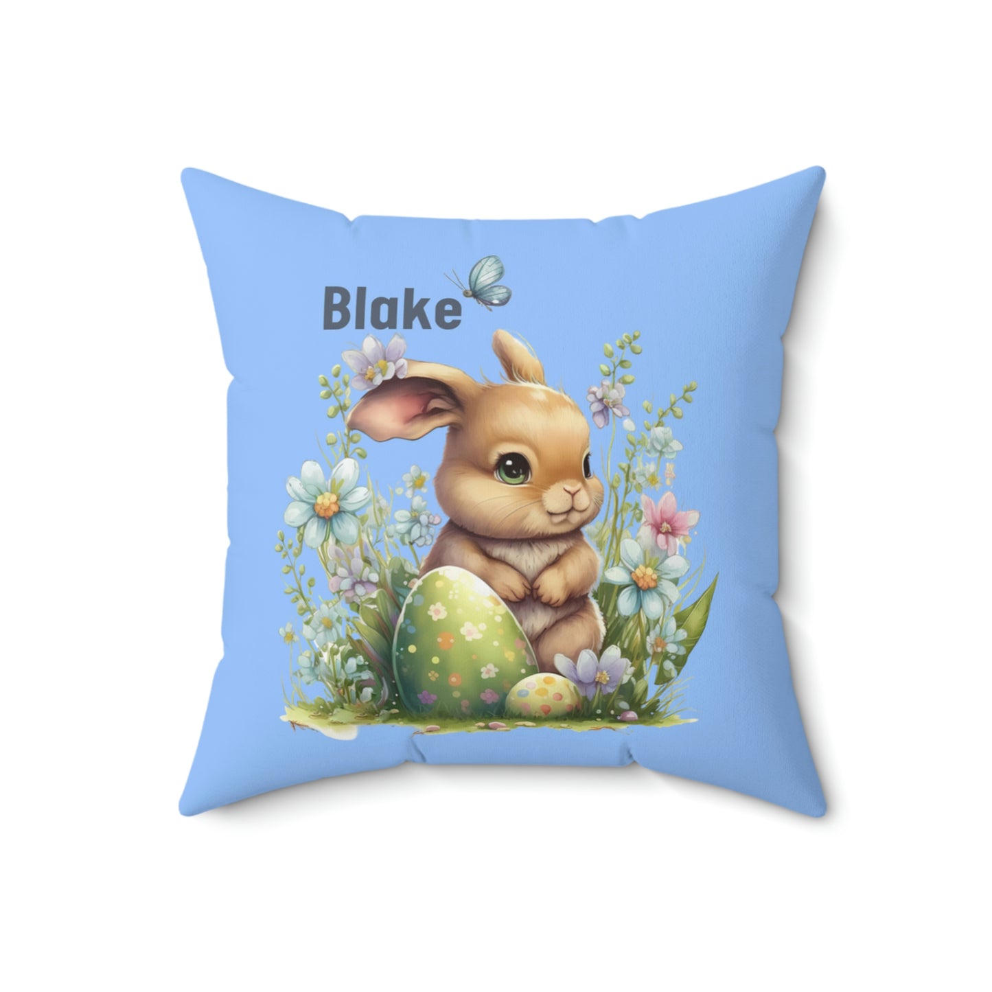 Easter Bunny Personalized Double Sided Faux Suede Square Pillow