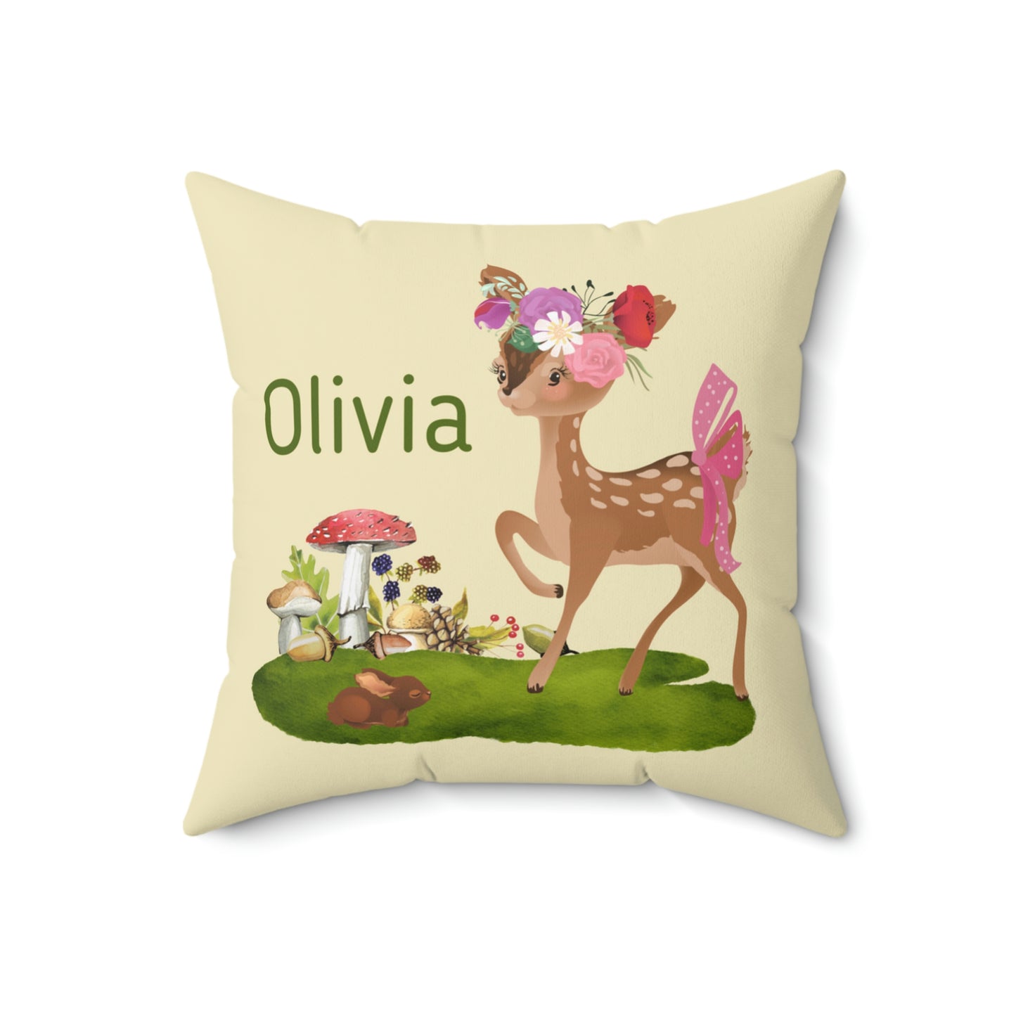 Enchanted Forest Personalized Double Sided Faux Suede Square Pillow