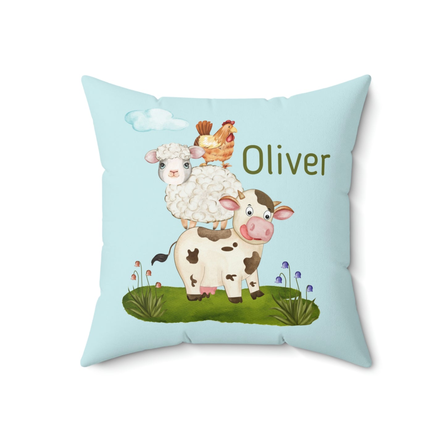 Barnyard Buddies Personalized Double Sided Faux Suede Square Pillow