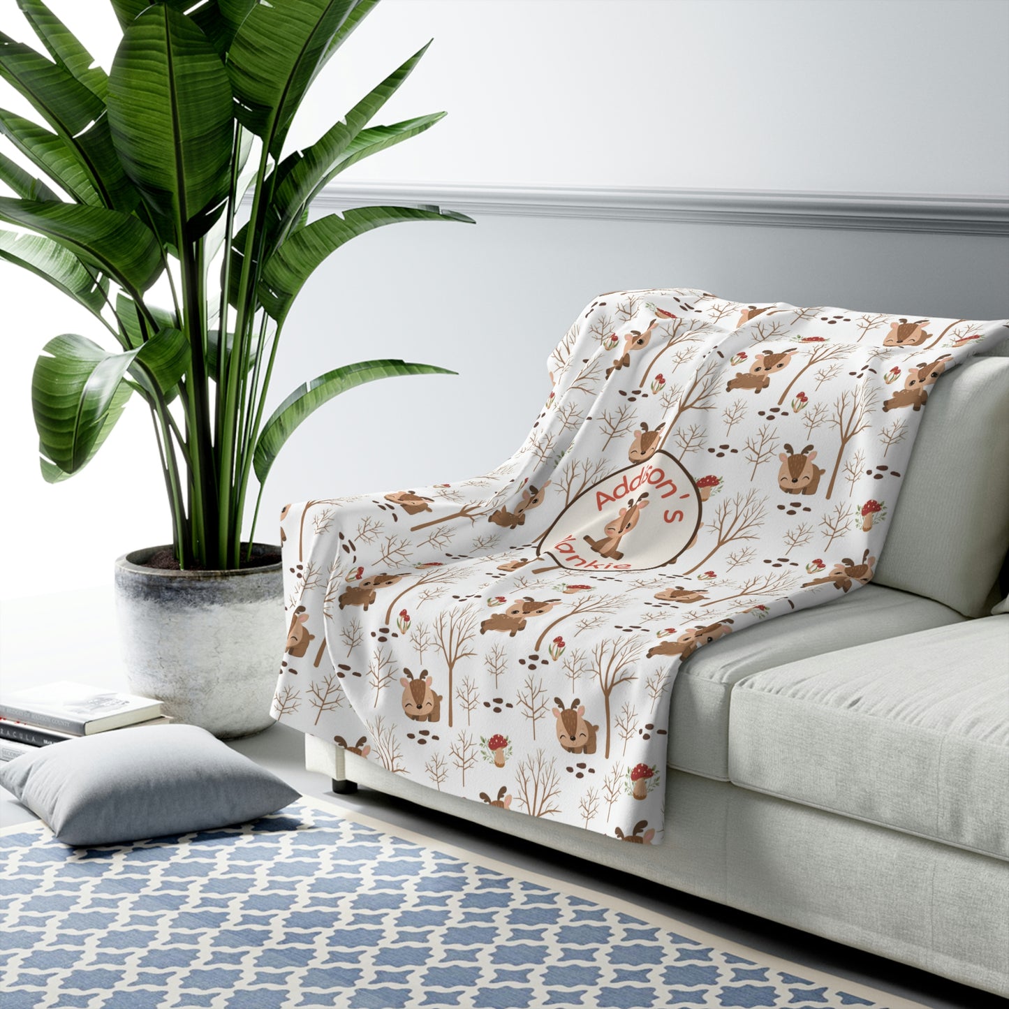 Woodland Deer Personalized Super Soft Sherpa Fleece Blanket