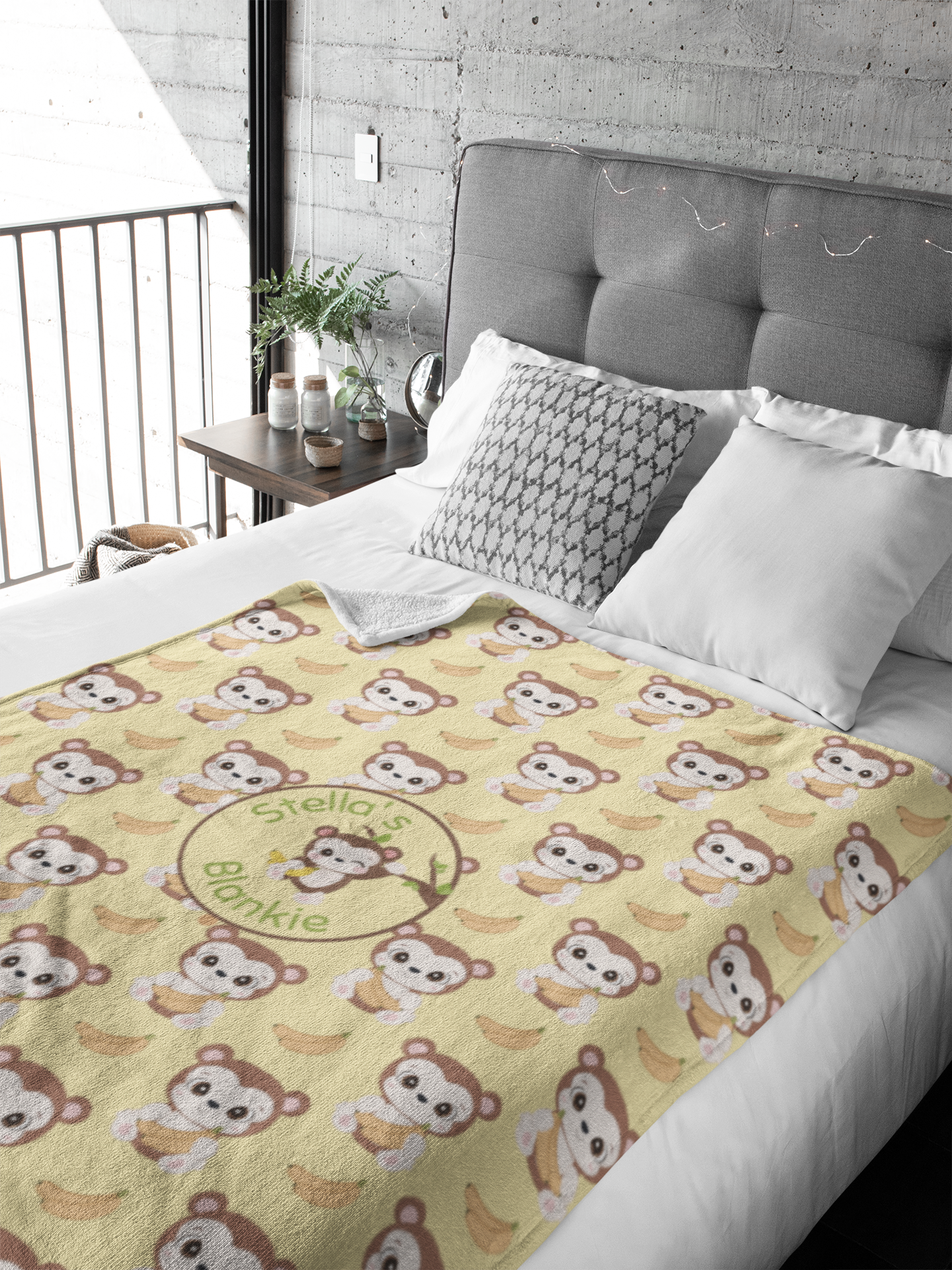 Cheeky Monkeys Personalized Super Soft Sherpa Fleece Blanket