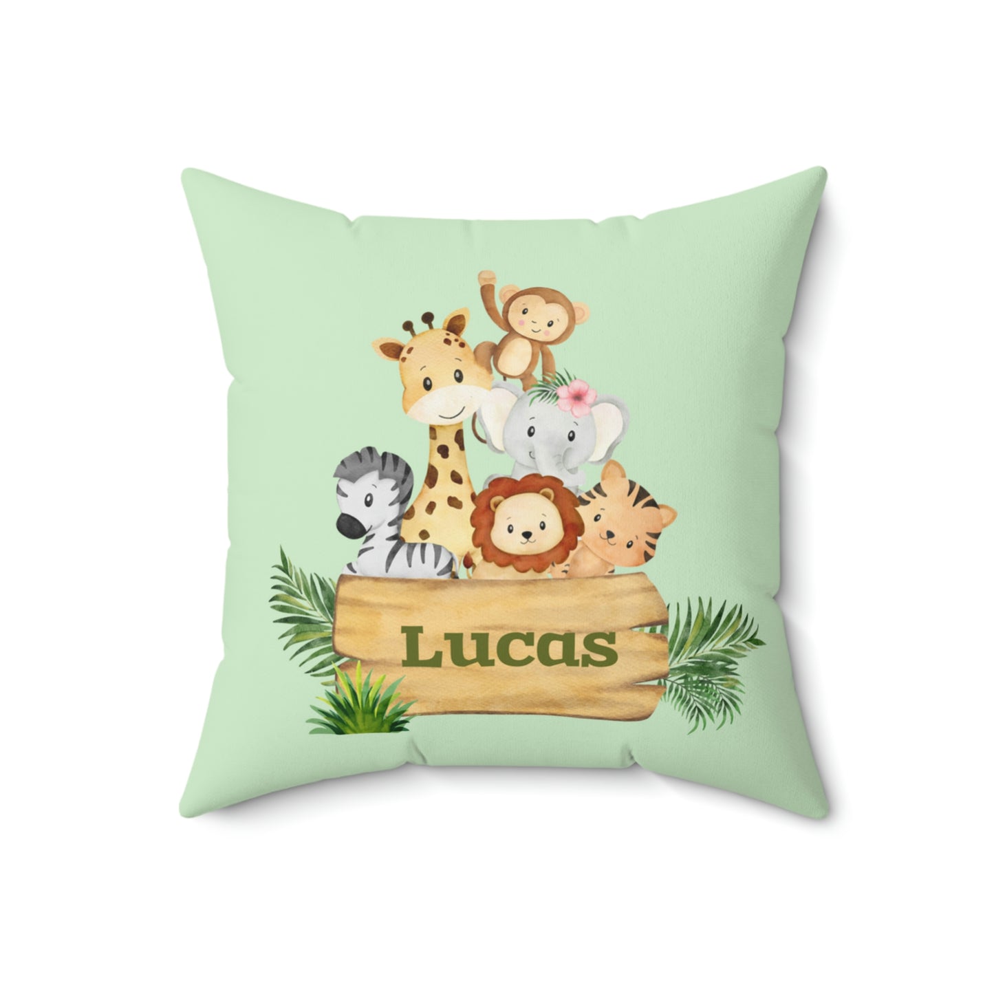 On Safari Personalized Double Sided Faux Suede Square Pillow